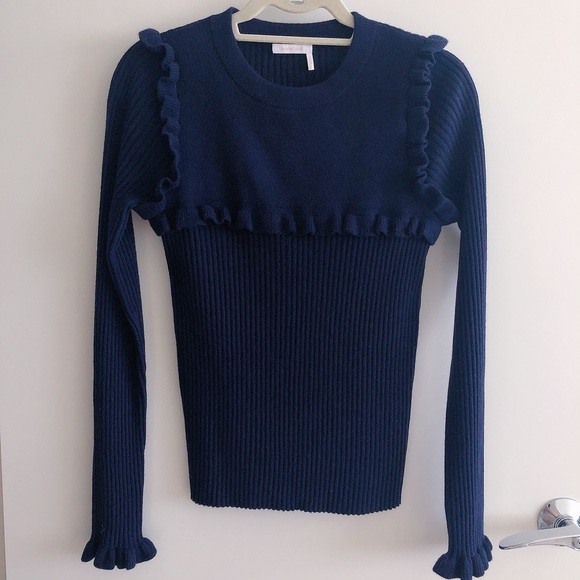 💙See by Chloe Cozy Warm Ruffle Alpaca Sweater Navy $345 - Picture 5 of 8